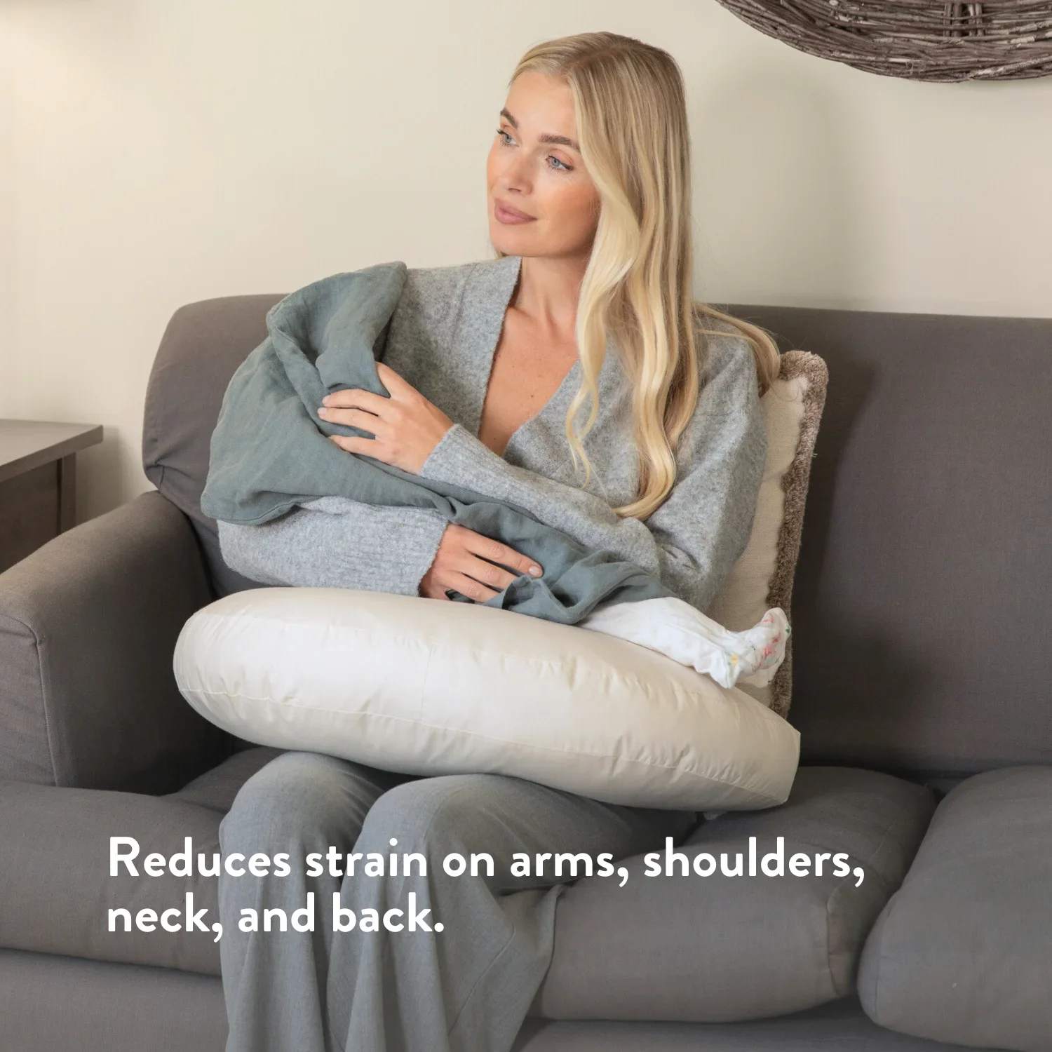Organic Cotton & British Wool Nursing Pillow - Bottle & Breastfeeding - Image 2