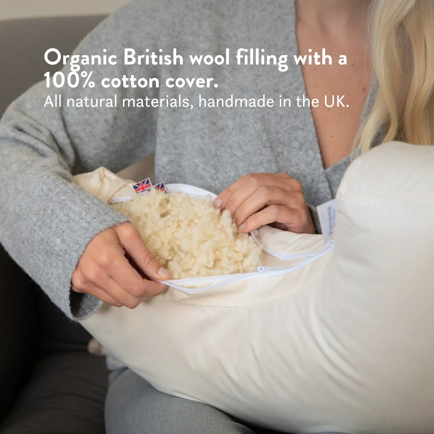 Organic Cotton & British Wool Nursing Pillow - Bottle & Breastfeeding - Image 3