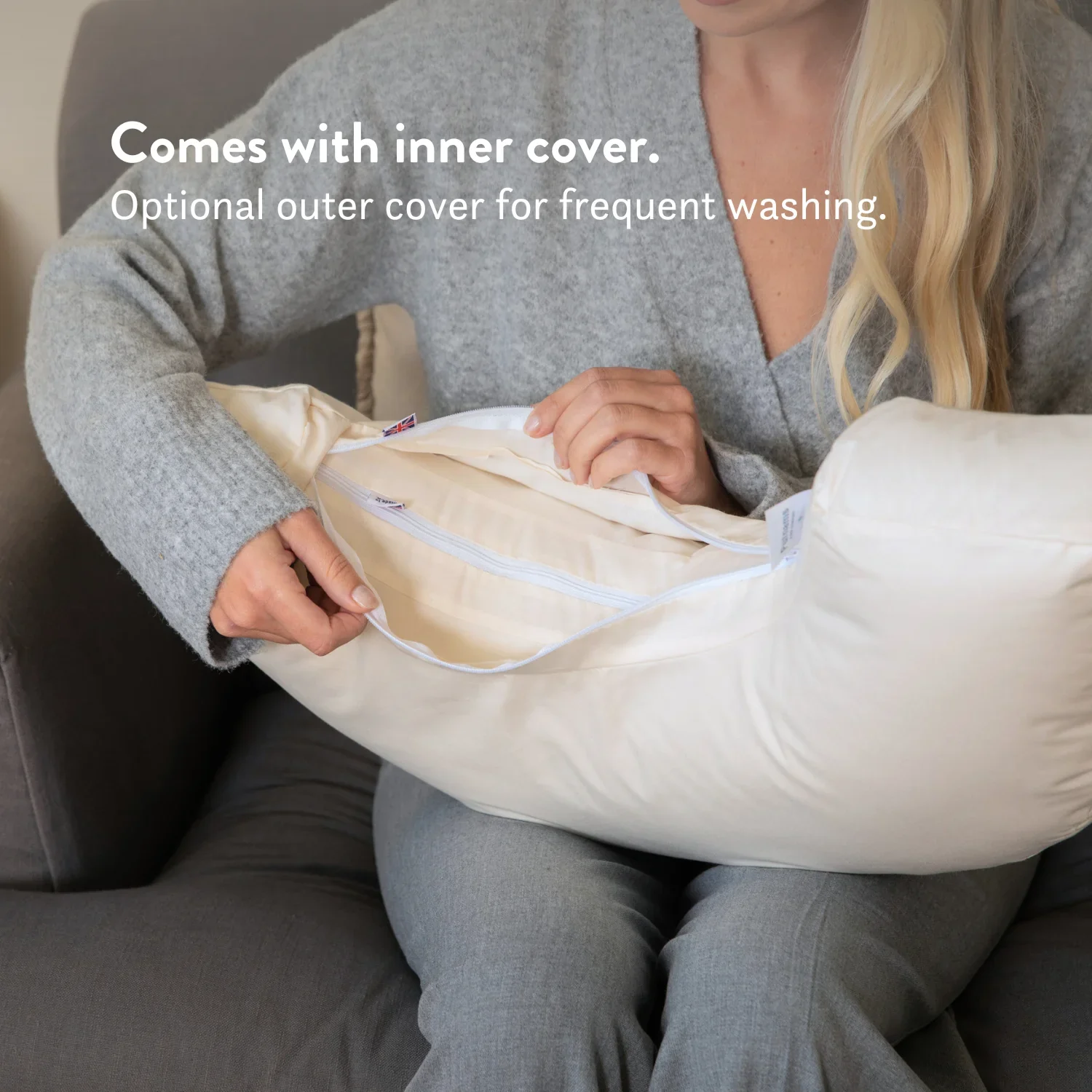 Organic Cotton & British Wool Nursing Pillow - Bottle & Breastfeeding - Image 7